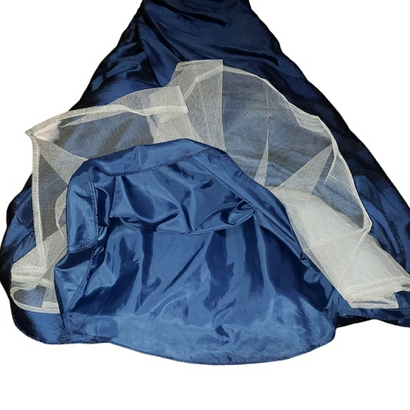 Jump Apparel Strapless Sequins Blue Colorshift Fit & Flare A-Line Long Dress 3/4 - Picture 14 of 17